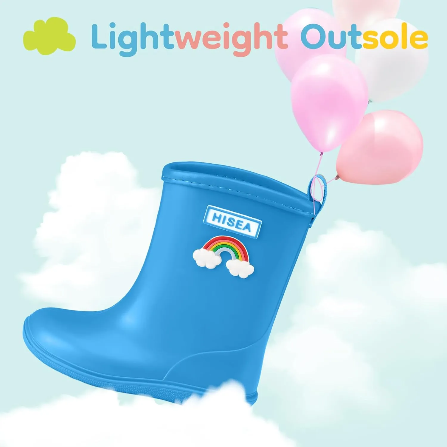 HISEA Toddler Rain Boots Waterproof, Baby Kids Short Rubber Rain Shoes Lightweight for Boys Girls