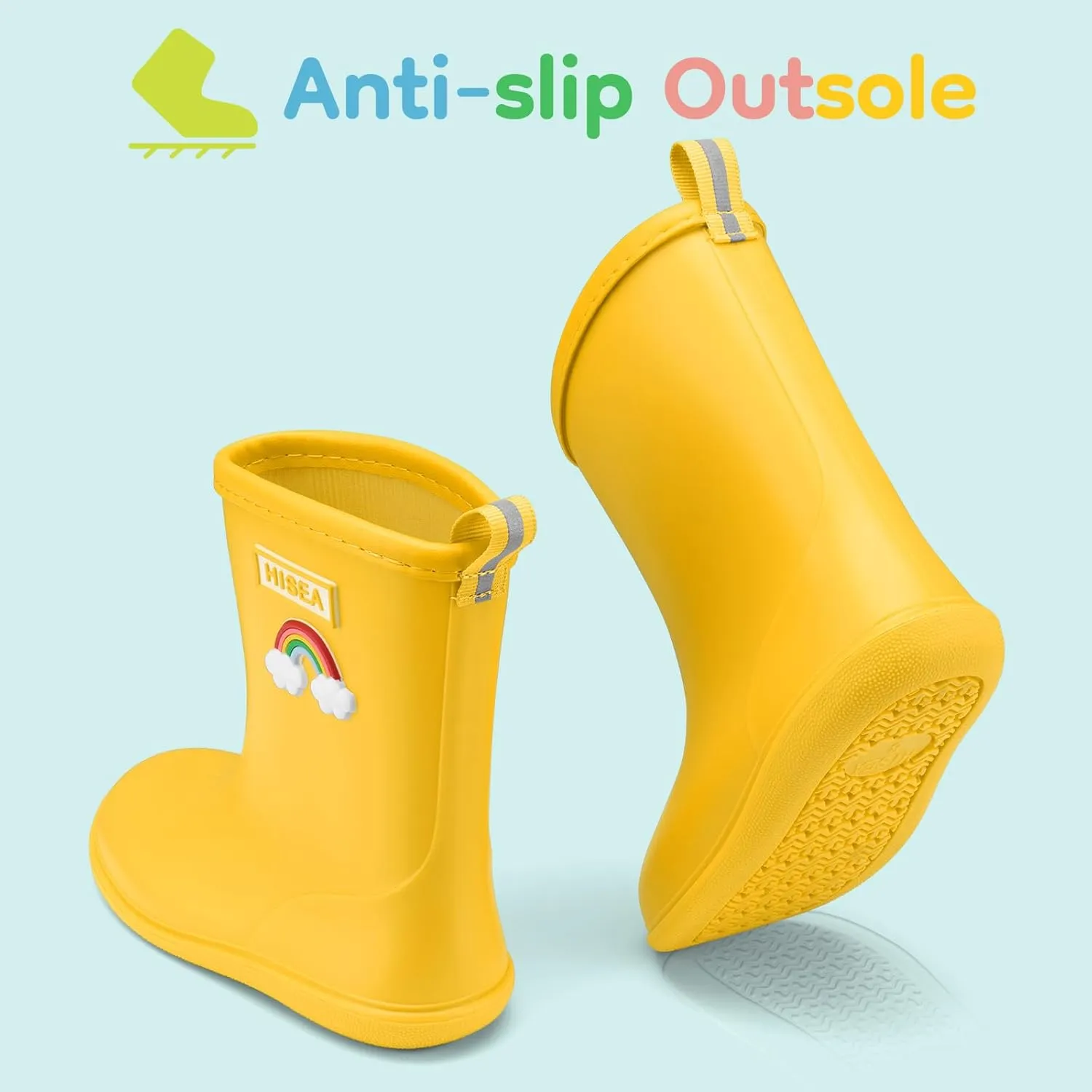 HISEA Toddler Rain Boots Waterproof, Baby Kids Short Rubber Rain Shoes Lightweight for Boys Girls