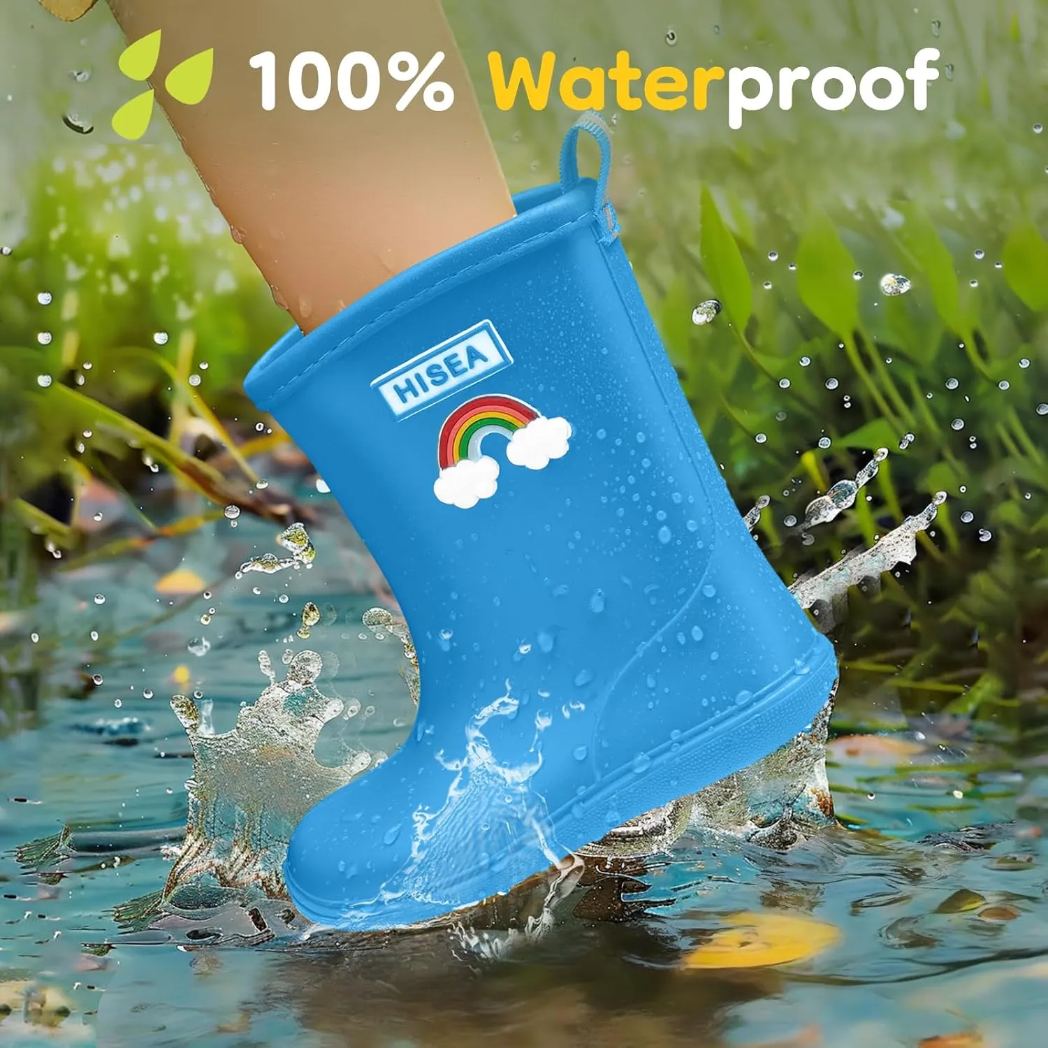 HISEA Toddler Rain Boots Waterproof, Baby Kids Short Rubber Rain Shoes Lightweight for Boys Girls