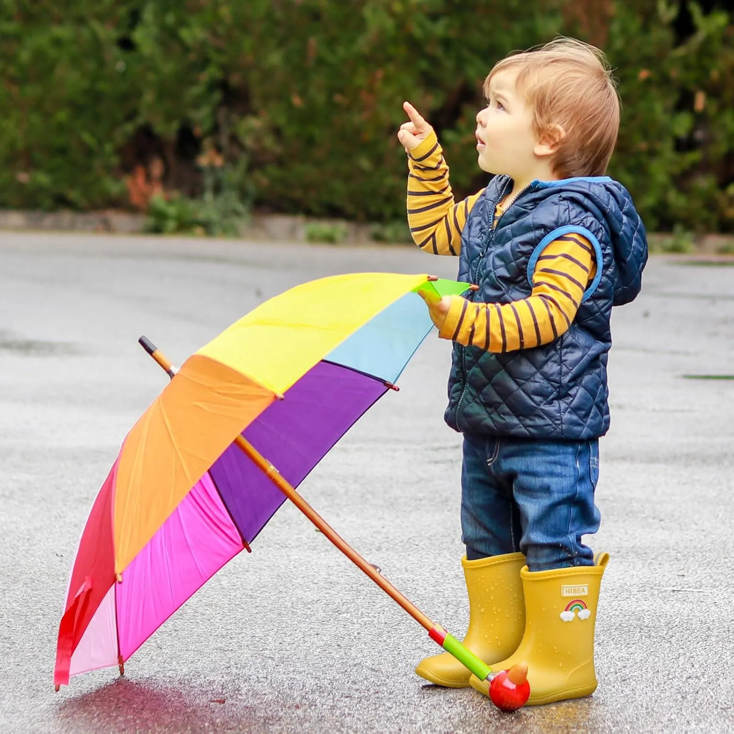 HISEA Toddler Rain Boots Waterproof, Baby Kids Short Rubber Rain Shoes Lightweight for Boys Girls