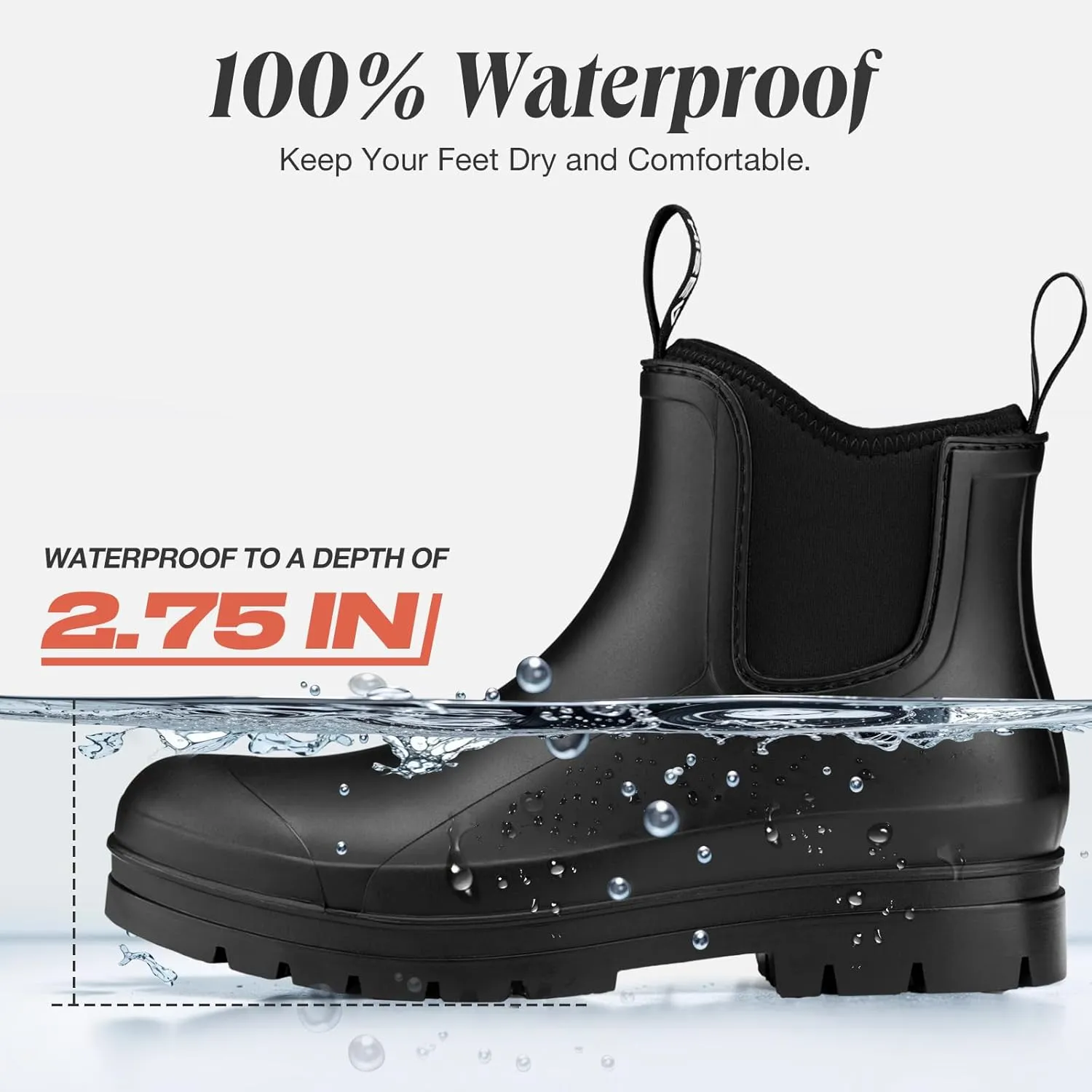 HISEA Women's Chelsea Rubber Rain Boots Ankle Rain Boots Waterproof Women Neoprene Short Garden Boots