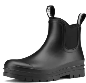 HISEA Women's Chelsea Rubber Rain Boots Ankle Rain Boots Waterproof Women Neoprene Short Garden Boots