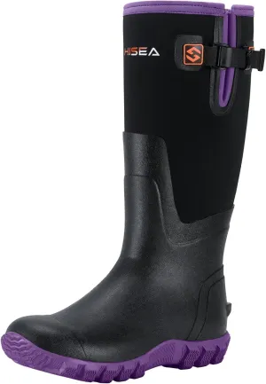 HISEA Women's Mid Calf Rain Boots Waterproof Rubber Boot for Garden Mud Working