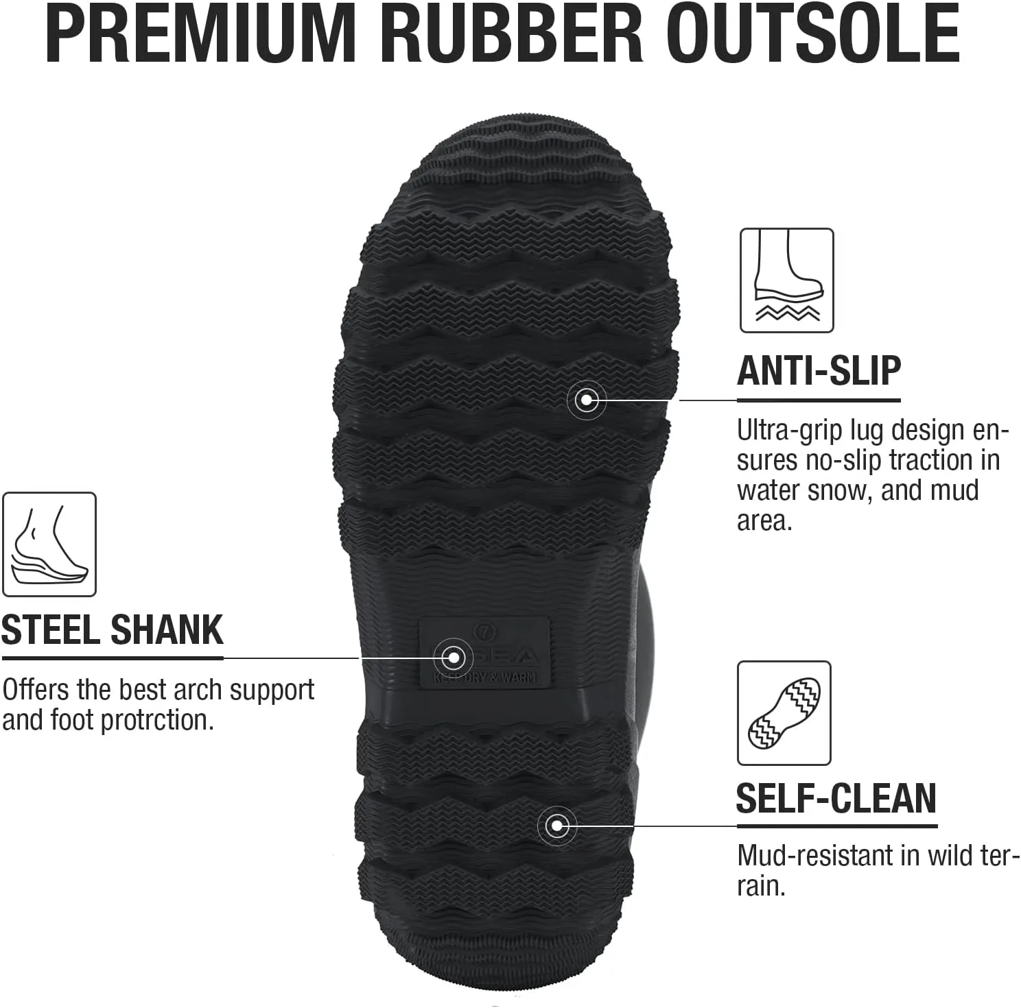HISEA Women's Mid Calf Rain Boots Waterproof Rubber Boot for Garden Mud Working