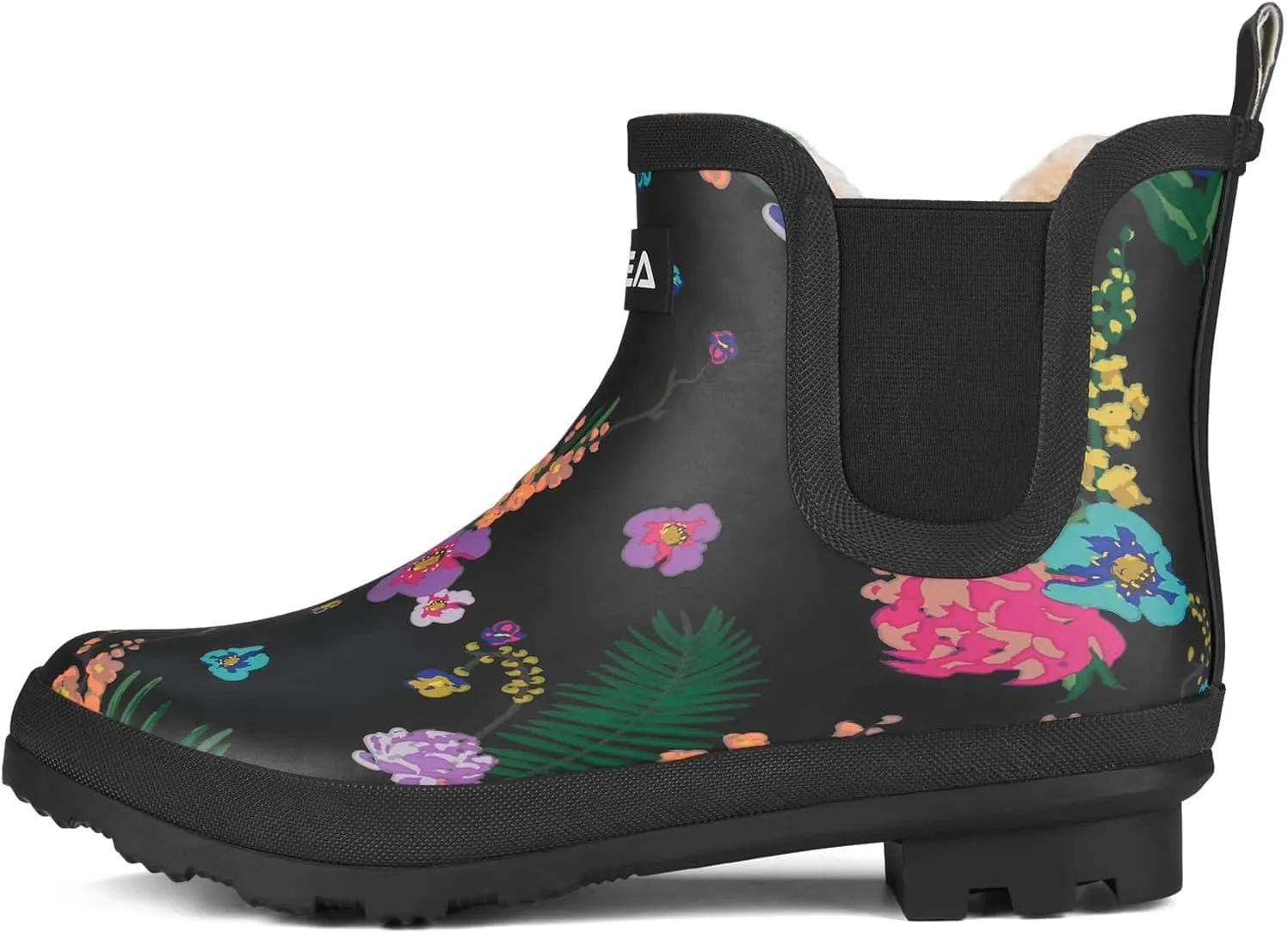 HISEA Women's Plush Rain Boots Waterproof, Chelsea Rubber Booties Women, Ladies Ankle Boots for Winter Spring Garden Outdoor