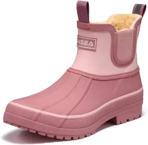HISEA Women's Saltwater Winter Rain Boots Waterproof Duck Chelsea Lined Outdoor Garden Boot