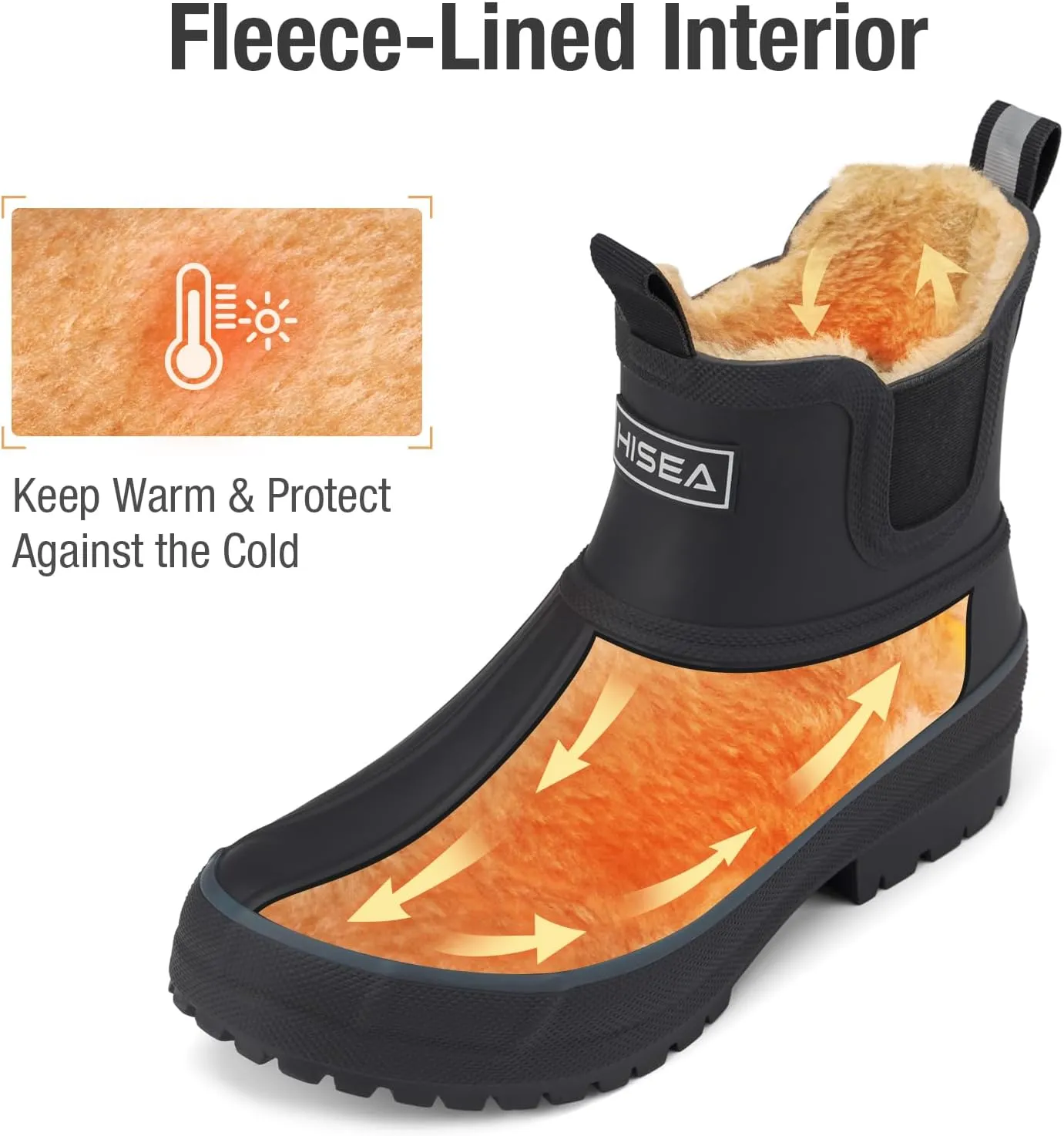 HISEA Women's Saltwater Winter Rain Boots Waterproof Duck Chelsea Lined Outdoor Garden Boot