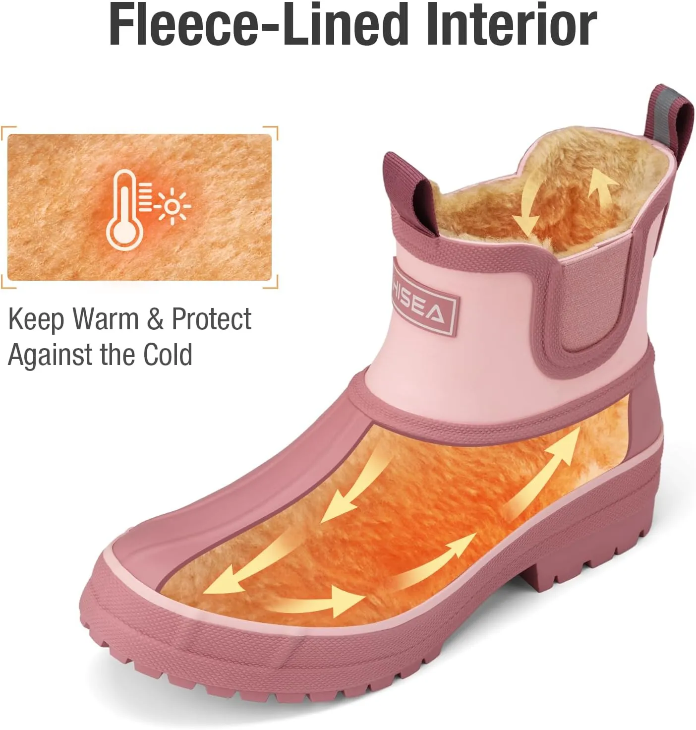 HISEA Women's Saltwater Winter Rain Boots Waterproof Duck Chelsea Lined Outdoor Garden Boot