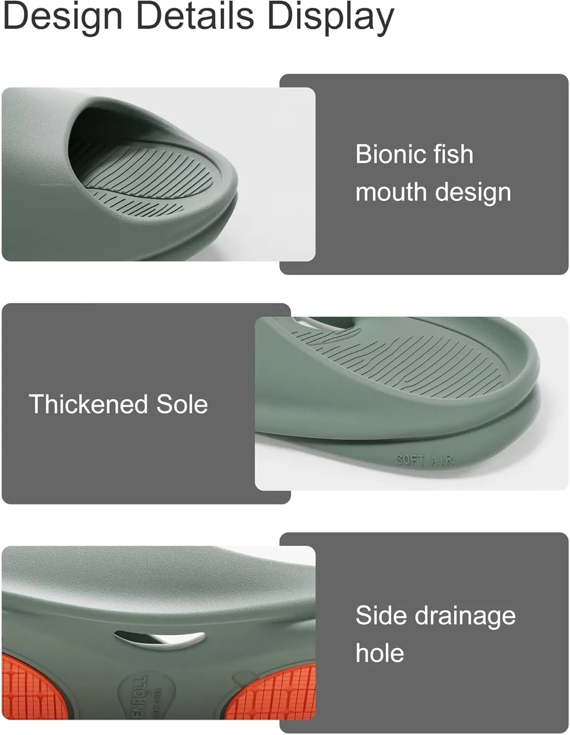 House Slide Sandals, Non Slip Shower Shoes for Women and Men, Lightweight Slippers for Indoor Bathroom Dorm Pool Swimming Beach