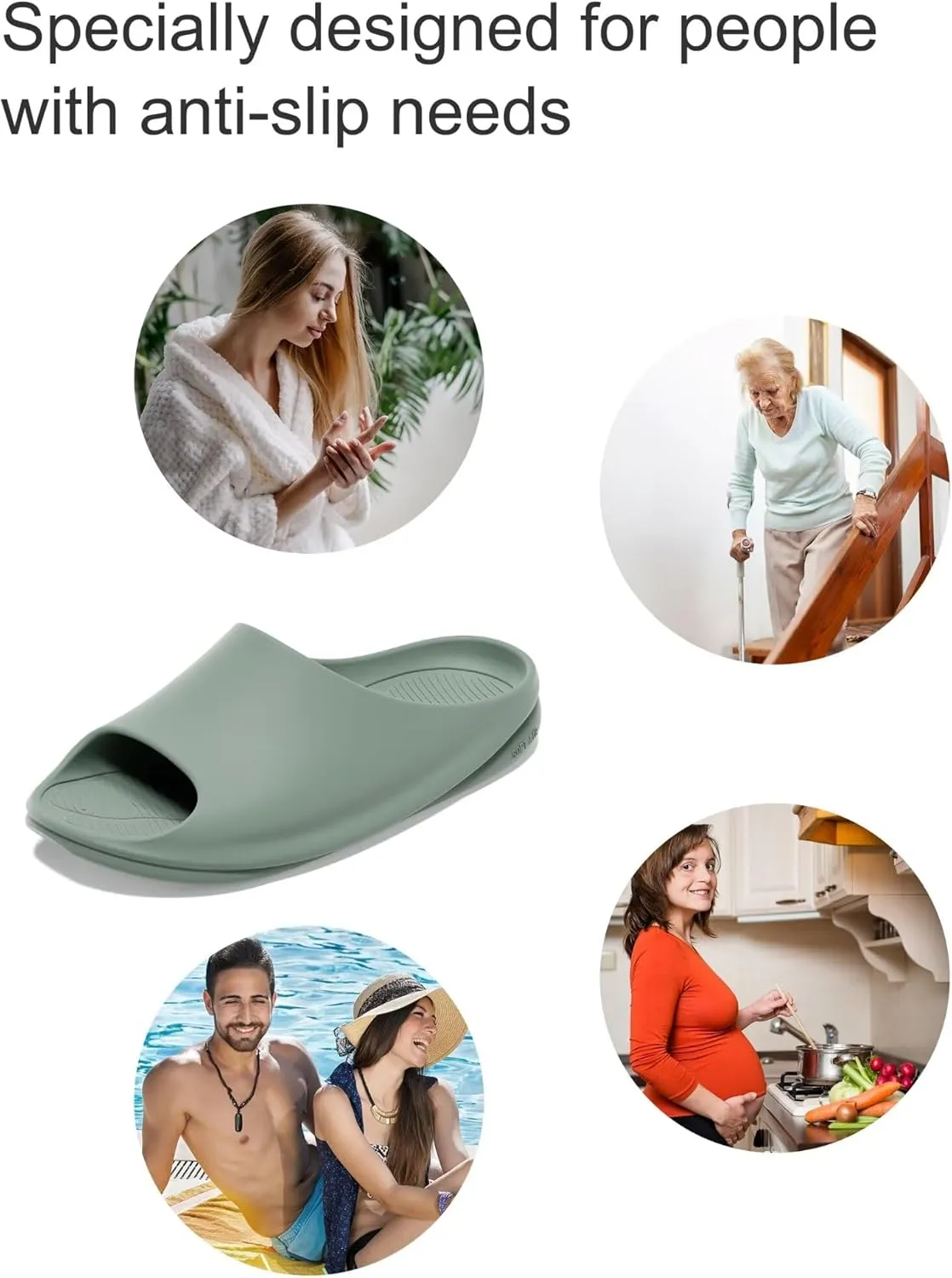 House Slide Sandals, Non Slip Shower Shoes for Women and Men, Lightweight Slippers for Indoor Bathroom Dorm Pool Swimming Beach