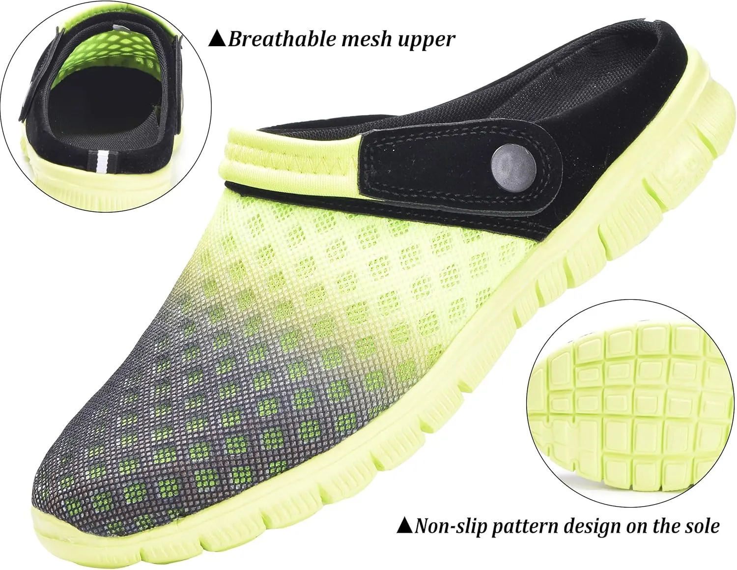 Hsyooes Mens Womens Mules & Clogs Garden Shoes Summer Breathable Mesh Slippers Non-Slip Outdoor Beach Sandals Unisex