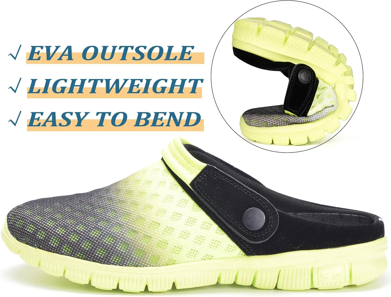 Hsyooes Mens Womens Mules & Clogs Garden Shoes Summer Breathable Mesh Slippers Non-Slip Outdoor Beach Sandals Unisex
