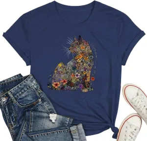 Hummingbird Shirt for Women Funny Women's Flower Graphic Tees Cute Bird Lover Short Sleeve Shirts ﻿
