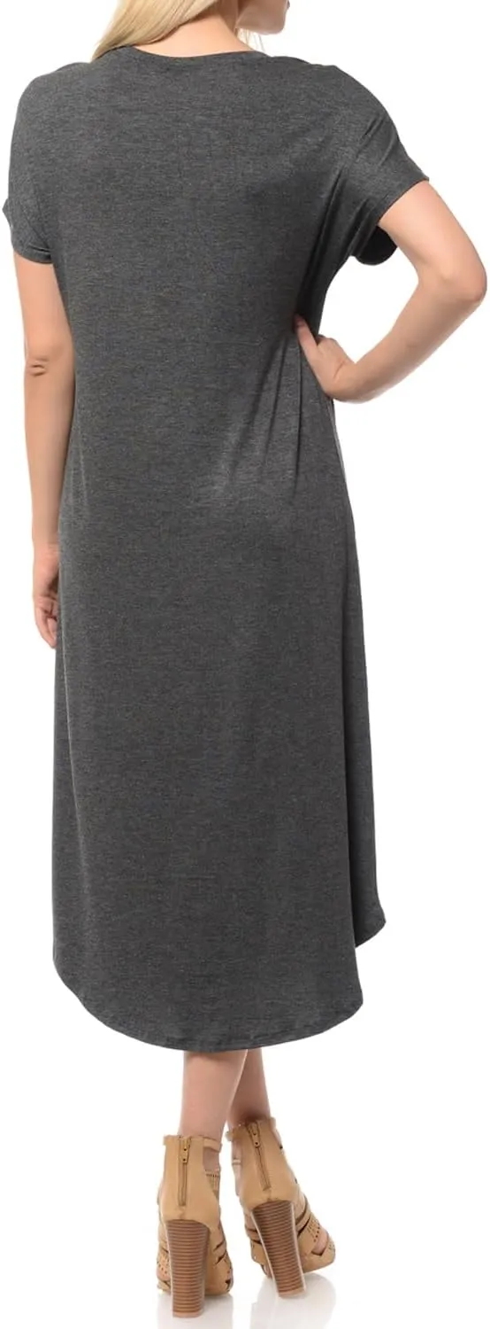 iconic luxe Women's A Line Short Sleeve T Shirt Midi Dress Summer Casual