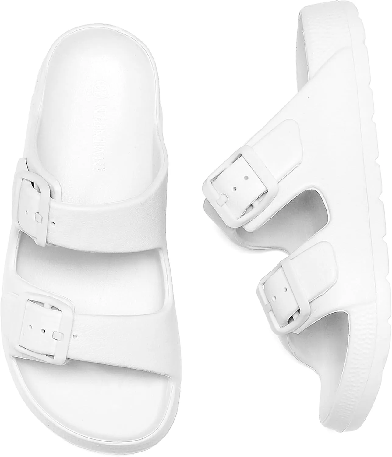 INMINPIN Boys Girls Double Buckle Slide Sandals Comfort Beach Pool Shower Slippers Adjustable Indoor Outdoor Little Kid/Big Kid