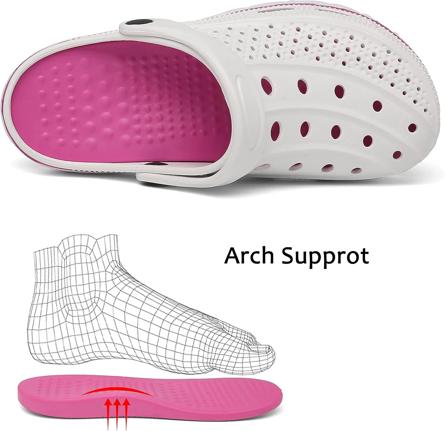 INMINPIN Mens Womens Arch Support Clogs Garden Shoes Cushion Beach Sandals Slippers with Removable Insoles