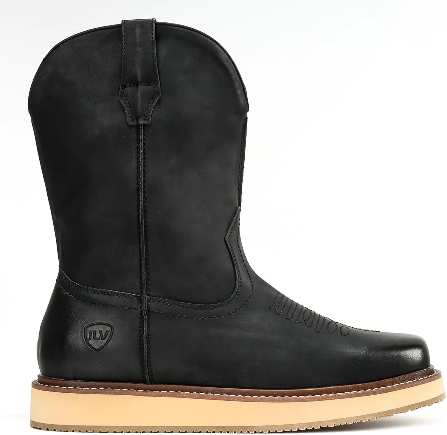 IUV Cowboy Boots For Men Western Boot Durable Fashionable Retro Classic Slip Resistant Work Casual Boots