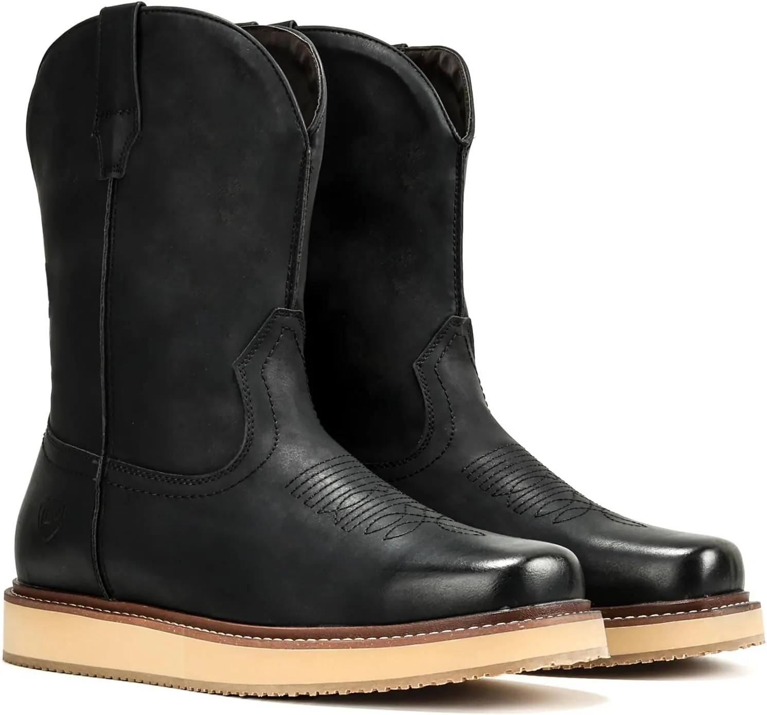 IUV Cowboy Boots For Men Western Boot Durable Fashionable Retro Classic Slip Resistant Work Casual Boots