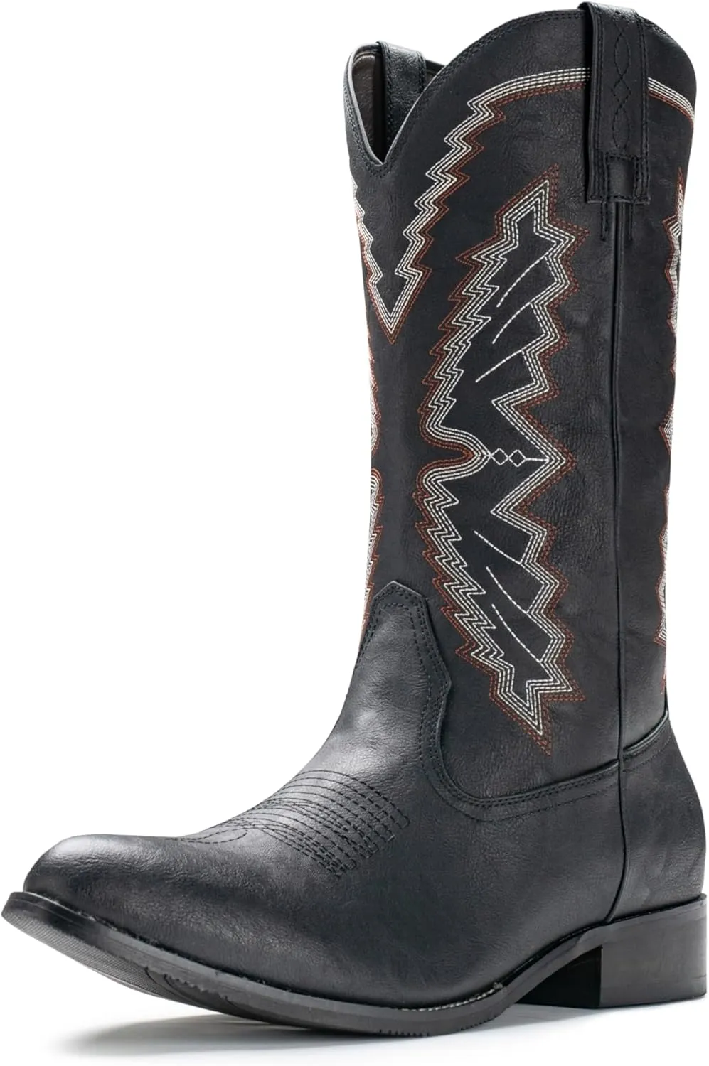 IUV Cowboy Boots For Men Western Boot Embroidered Square Toe Traditional Hunting Working Boots