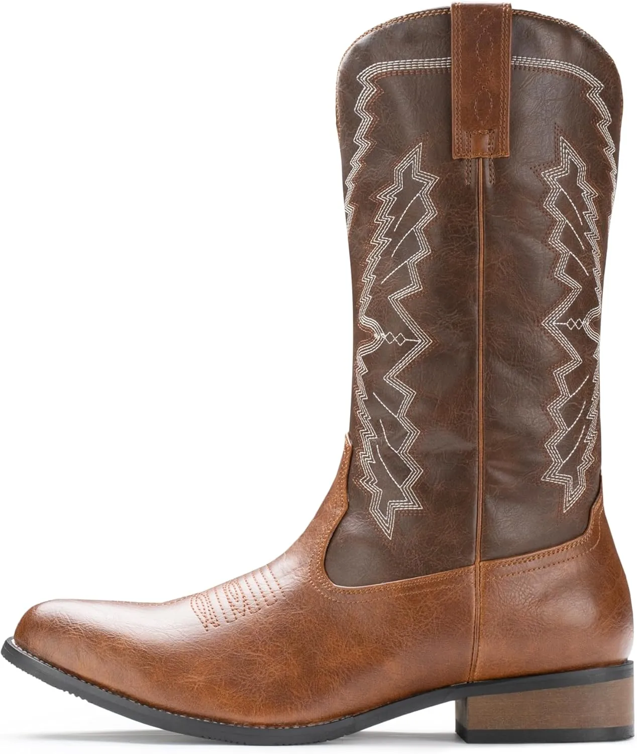 IUV Cowboy Boots For Men Western Boot Embroidered Square Toe Traditional Hunting Working Boots