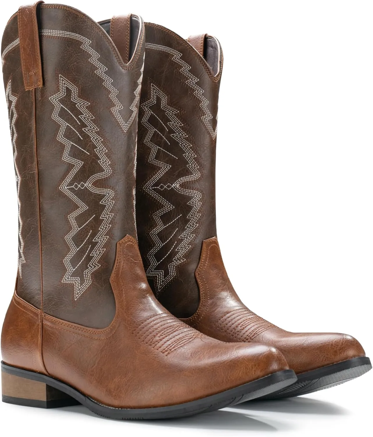 IUV Cowboy Boots For Men Western Boot Embroidered Square Toe Traditional Hunting Working Boots