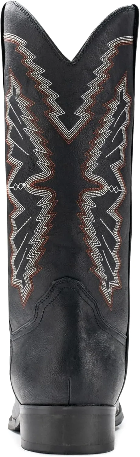 IUV Cowboy Boots For Men Western Boot Embroidered Square Toe Traditional Hunting Working Boots