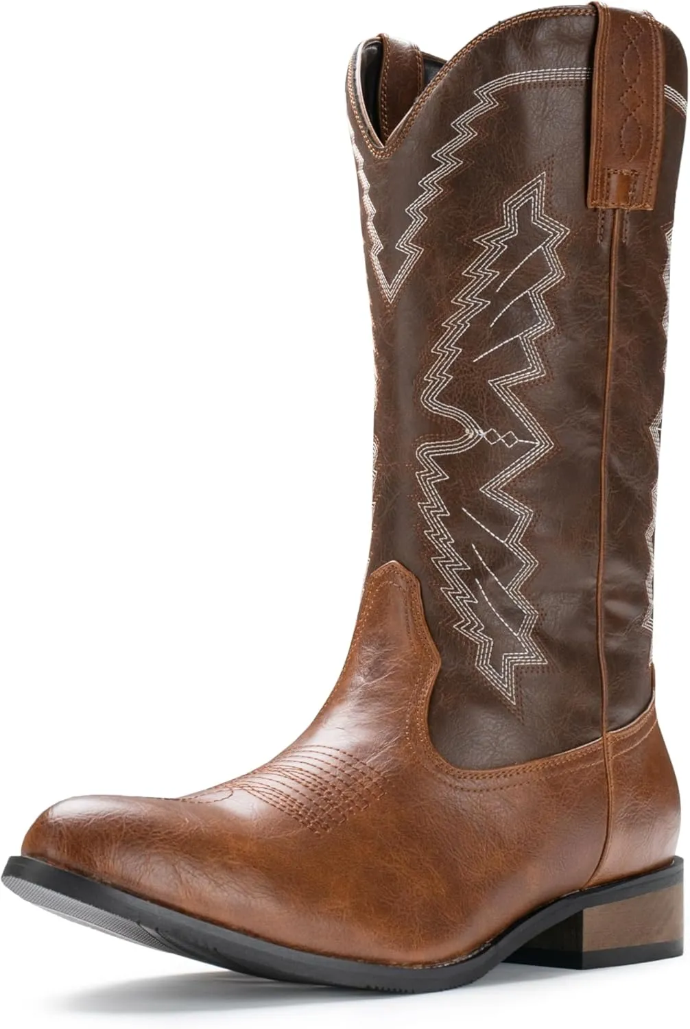 IUV Cowboy Boots For Men Western Boot Embroidered Square Toe Traditional Hunting Working Boots