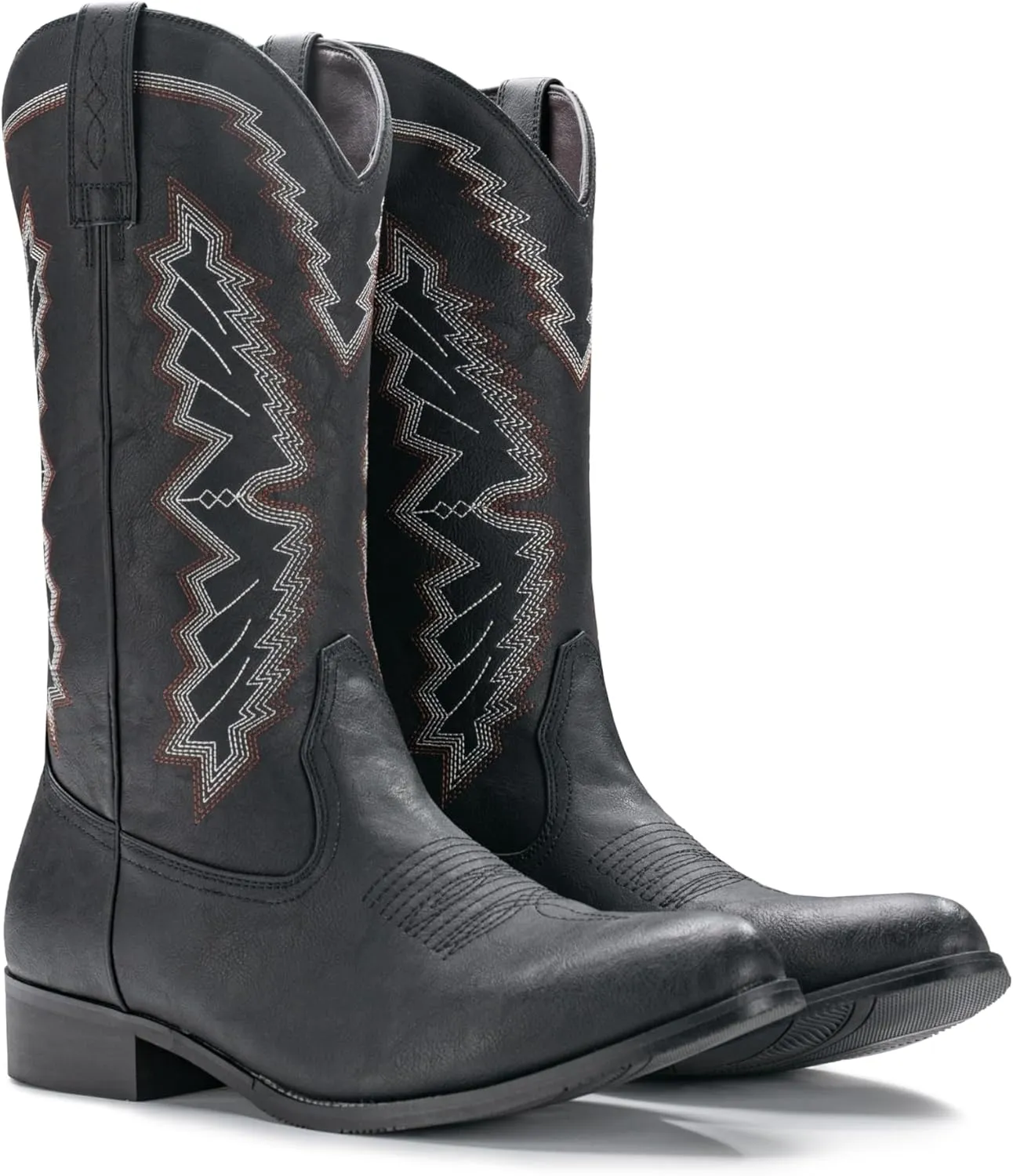 IUV Cowboy Boots For Men Western Boot Embroidered Square Toe Traditional Hunting Working Boots