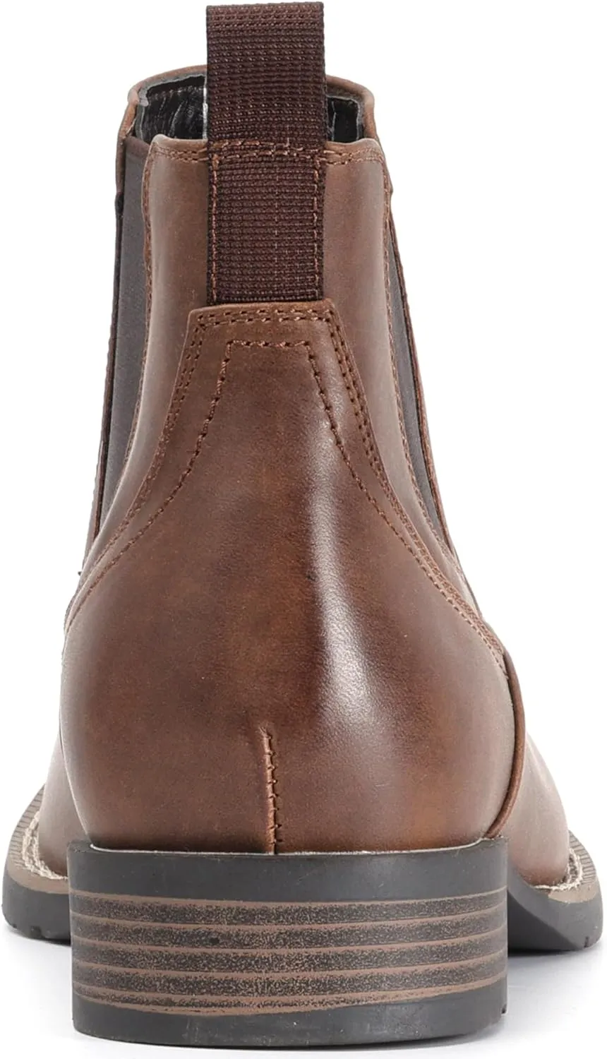 IXU Cowboy Boots For Men Square Toe Ankle Western Boots Casual Dress Slip On Men Shoes
