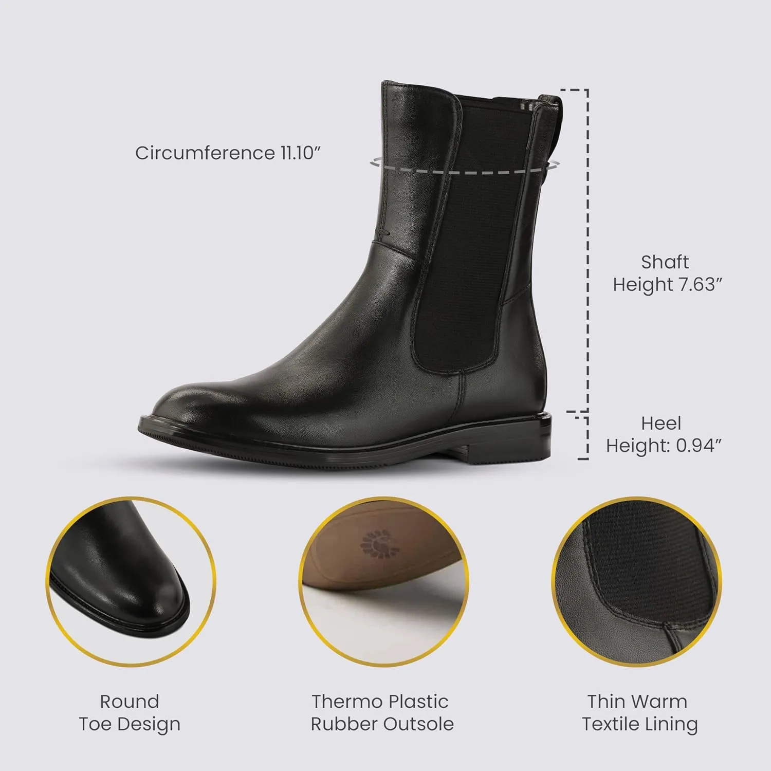 JATAREA Ankle Boots for Women - Stylish Leather with Block Heel Chelsea - Comfortable & Easy Wear Womens Bootie - Cushioned Insole for Comfort - Fashionable and Versatile Design - BELA