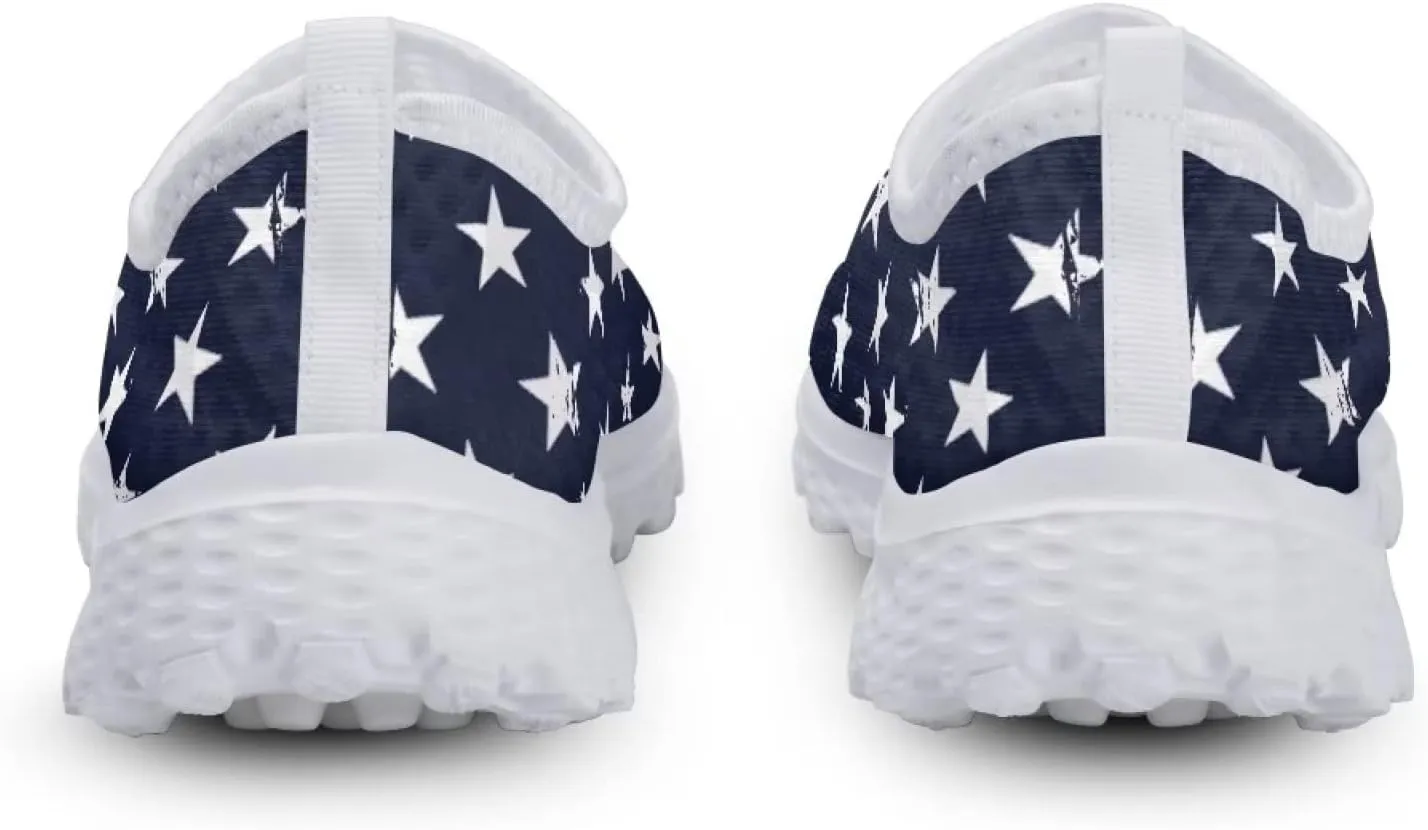 Jeiento American Flag Shoes for Men Women Road Running Shoes Womens Mens Comfortable Walking Tennis Sneakers Athletic Shoes