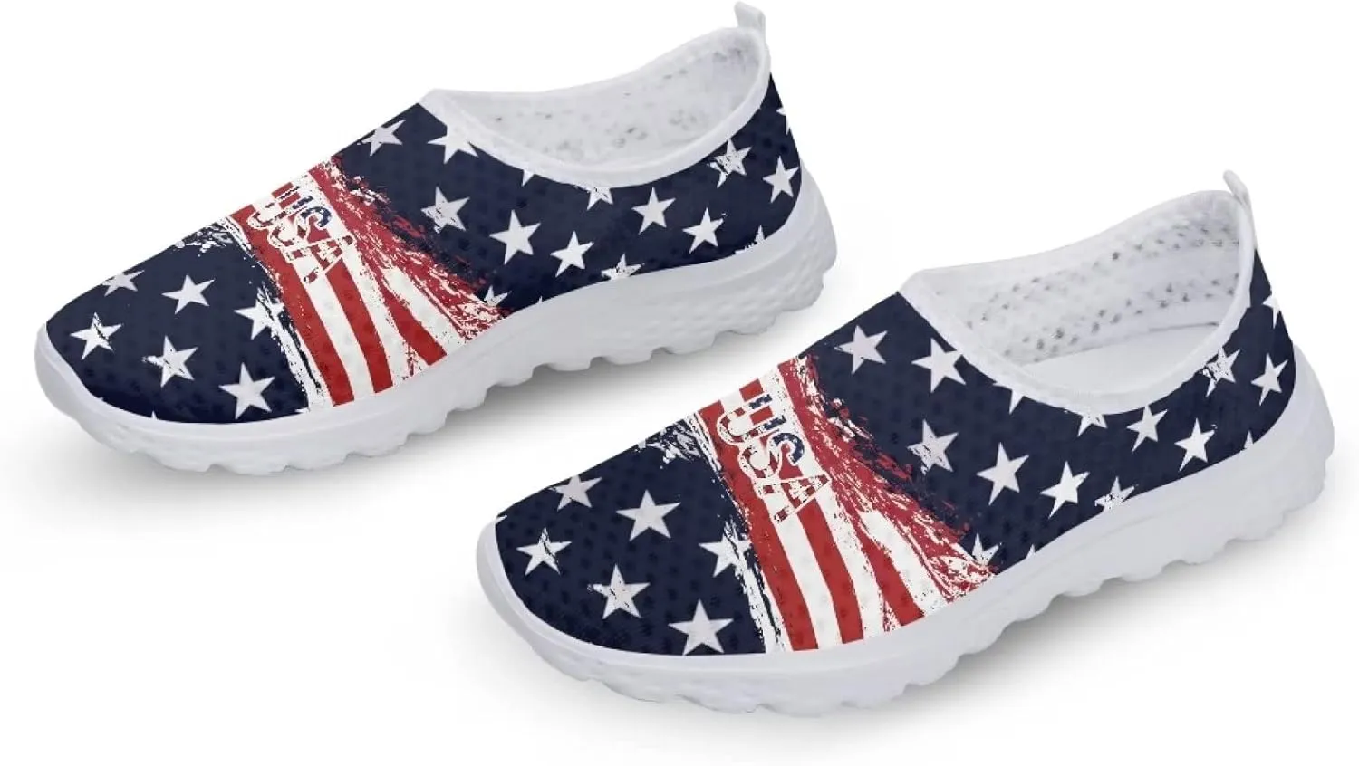 Jeiento American Flag Shoes for Men Women Road Running Shoes Womens Mens Comfortable Walking Tennis Sneakers Athletic Shoes