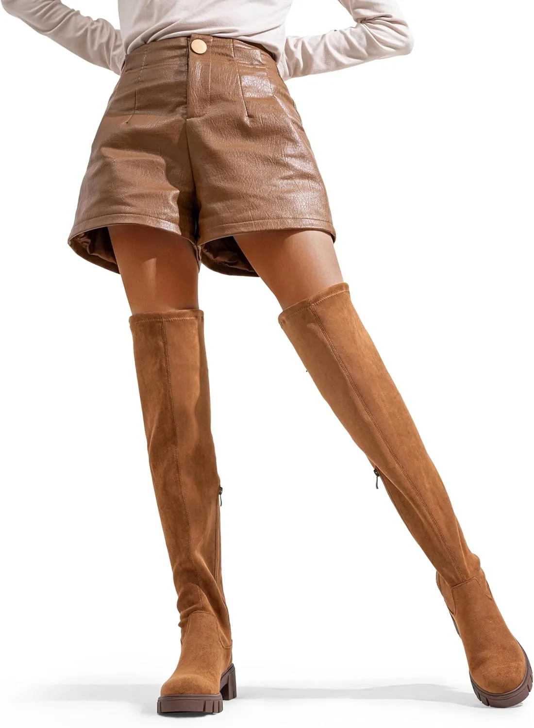 Jeossy Women's 990 Over The Knee High Boots Platform Thigh High Round Toe Long Boots