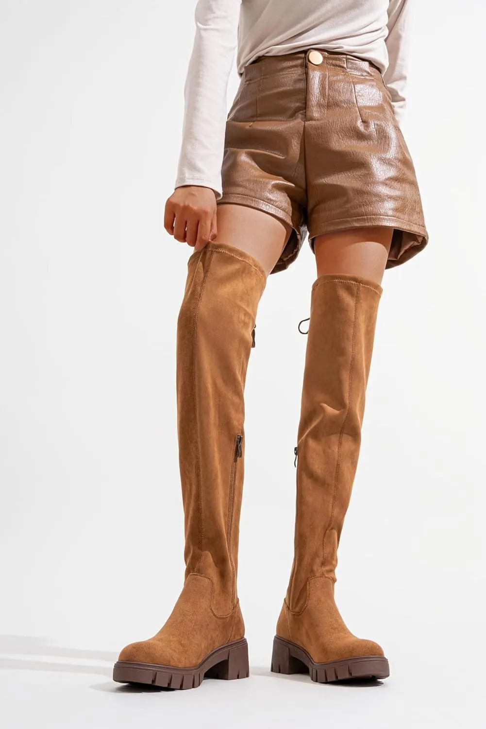 Jeossy Women's 990 Over The Knee High Boots Platform Thigh High Round Toe Long Boots