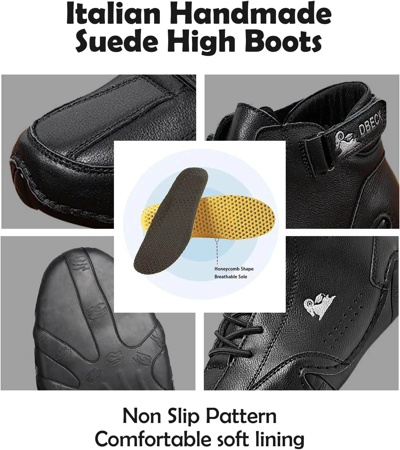 JishinGal Men's Casual Suede Lace Up Flats Chukka Ankle Boots,Handmade High Top high boots Outdoor Walking Sneakers Slip-on Lightweight Non-Slip Driving Chukka Boots