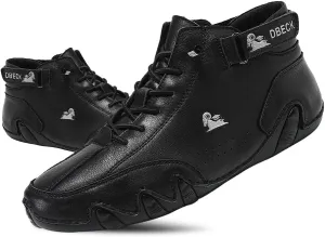 JishinGal Men's Casual Suede Lace Up Flats Chukka Ankle Boots,Handmade High Top high boots Outdoor Walking Sneakers Slip-on Lightweight Non-Slip Driving Chukka Boots