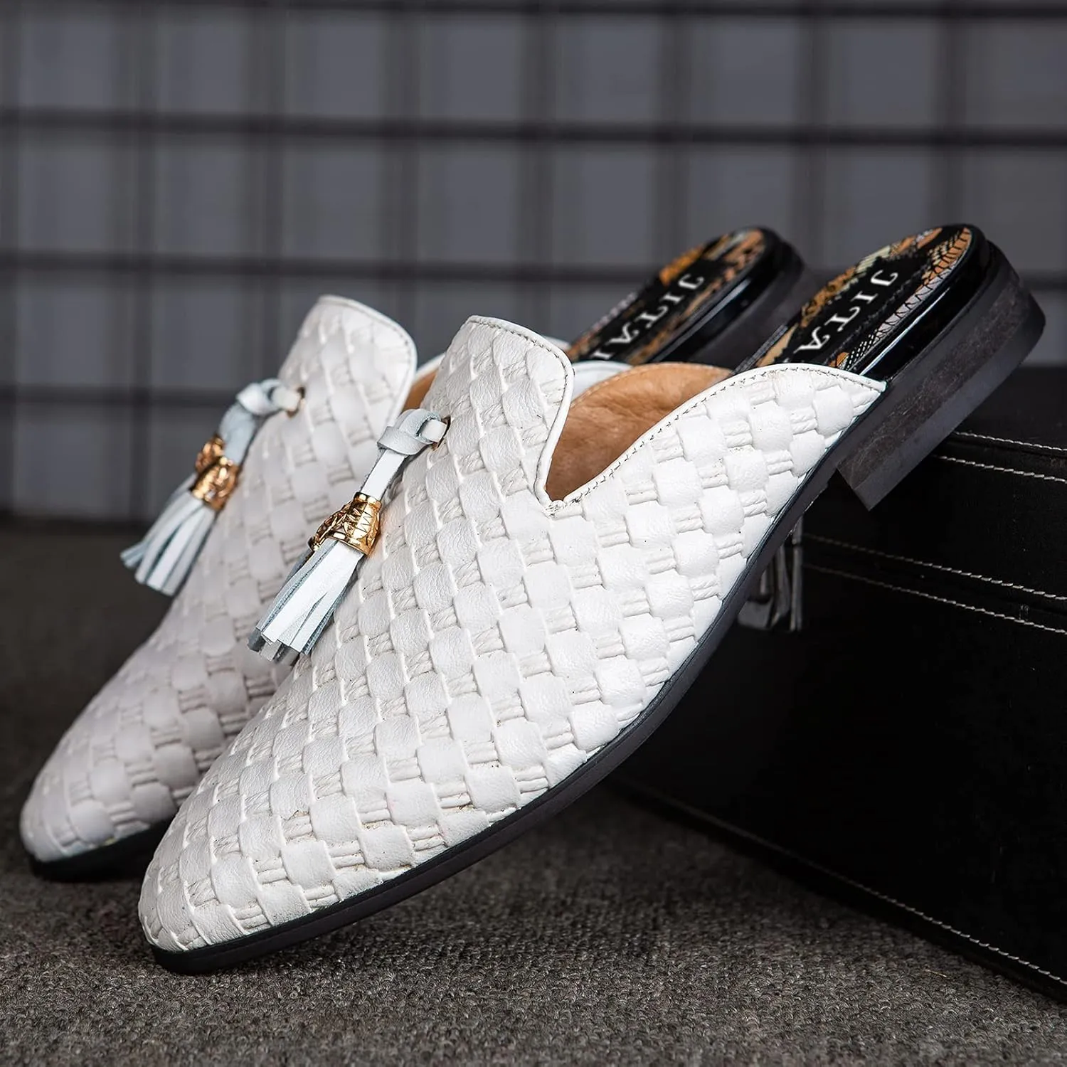 JITAI Men's Mules - Slip-On Loafers, Casual Half Loafers, Backless Sandals