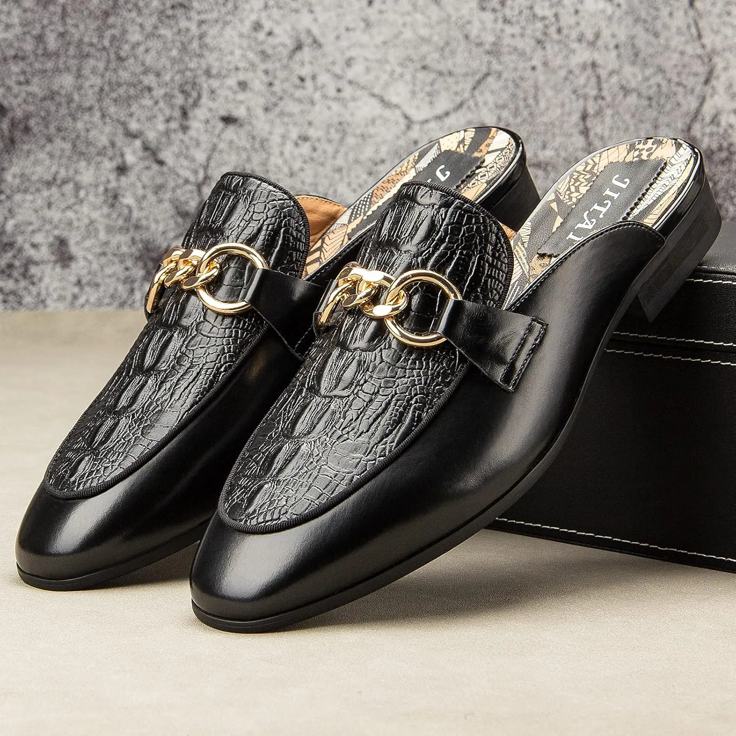 JITAI Men's Mules - Slip-On Loafers, Casual Half Loafers, Backless Sandals