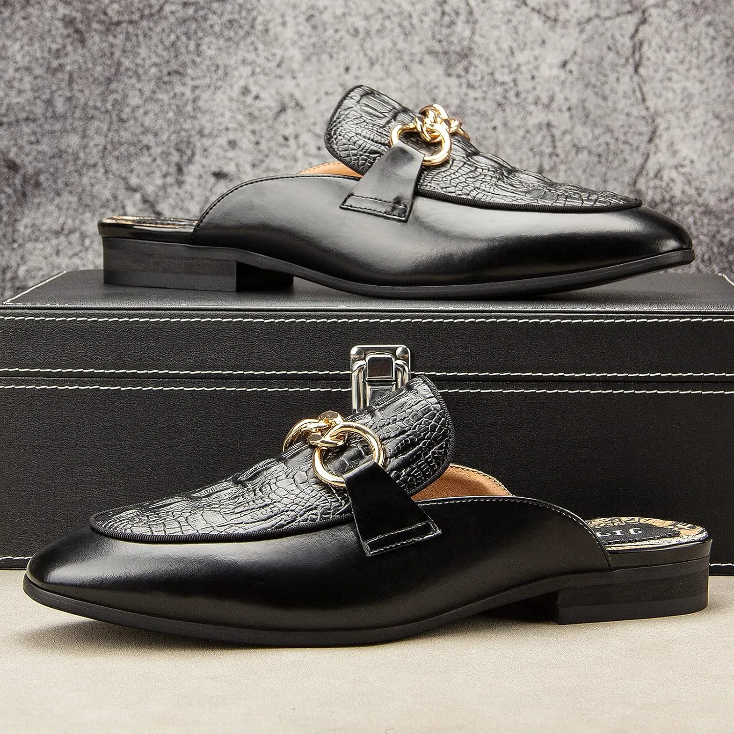 JITAI Men's Mules - Slip-On Loafers, Casual Half Loafers, Backless Sandals