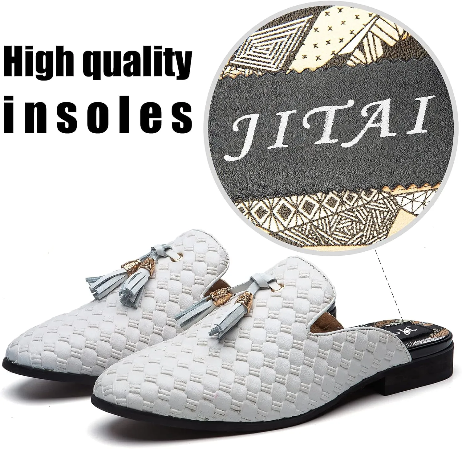 JITAI Men's Mules - Slip-On Loafers, Casual Half Loafers, Backless Sandals