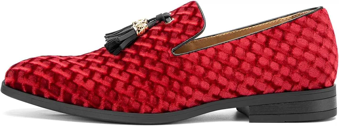 JITAI Men's Slip On Dress Casual Loafers with Tassel and Penny, Perfect for Weddings and Disco Nights, Fashionable Tuxedo Shoes with Comfortable Rubber Sole.