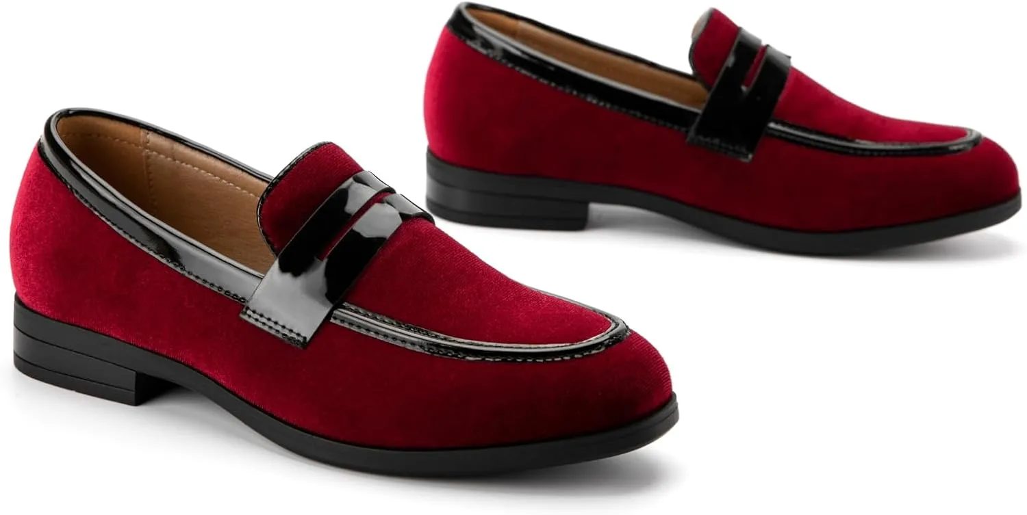 JITAI Velvet Boy's Dress Shoes Slip-On Loafers Wedding Shoes for Boys