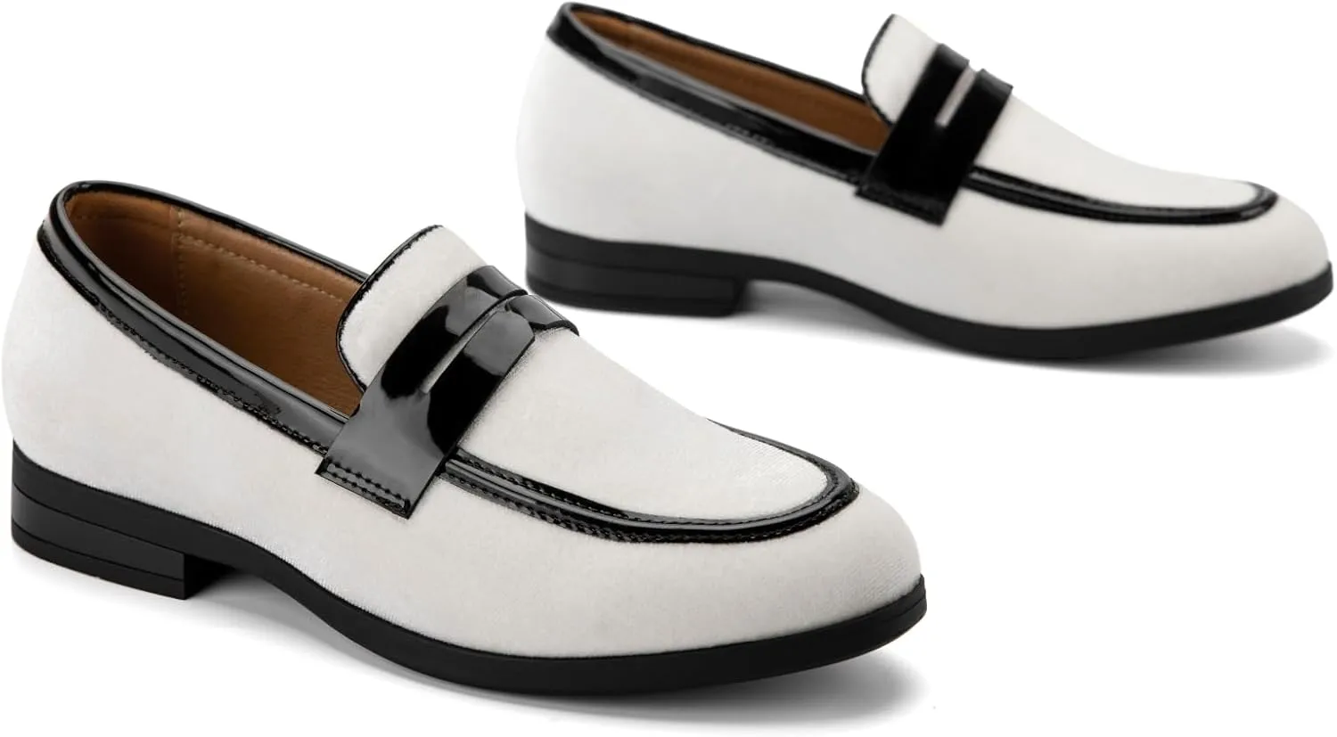 JITAI Velvet Boy's Dress Shoes Slip-On Loafers Wedding Shoes for Boys