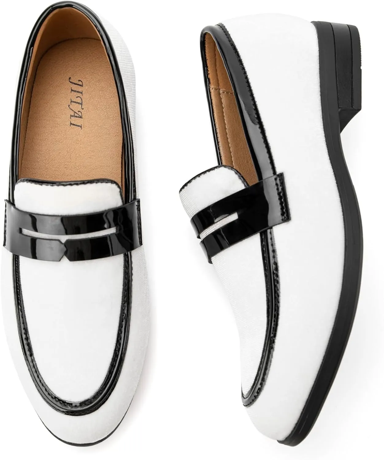 JITAI Velvet Boy's Dress Shoes Slip-On Loafers Wedding Shoes for Boys