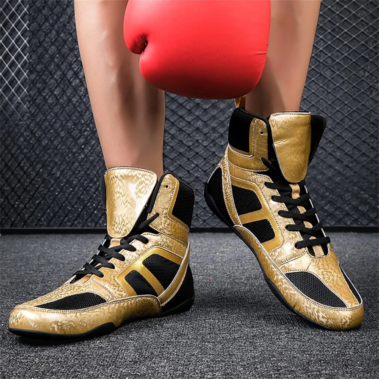 JiuQing Wrestling Shoes Mens Barefoot Fitness Training Boots Non-Slip Breathable Weightlifting Boxing Shoes