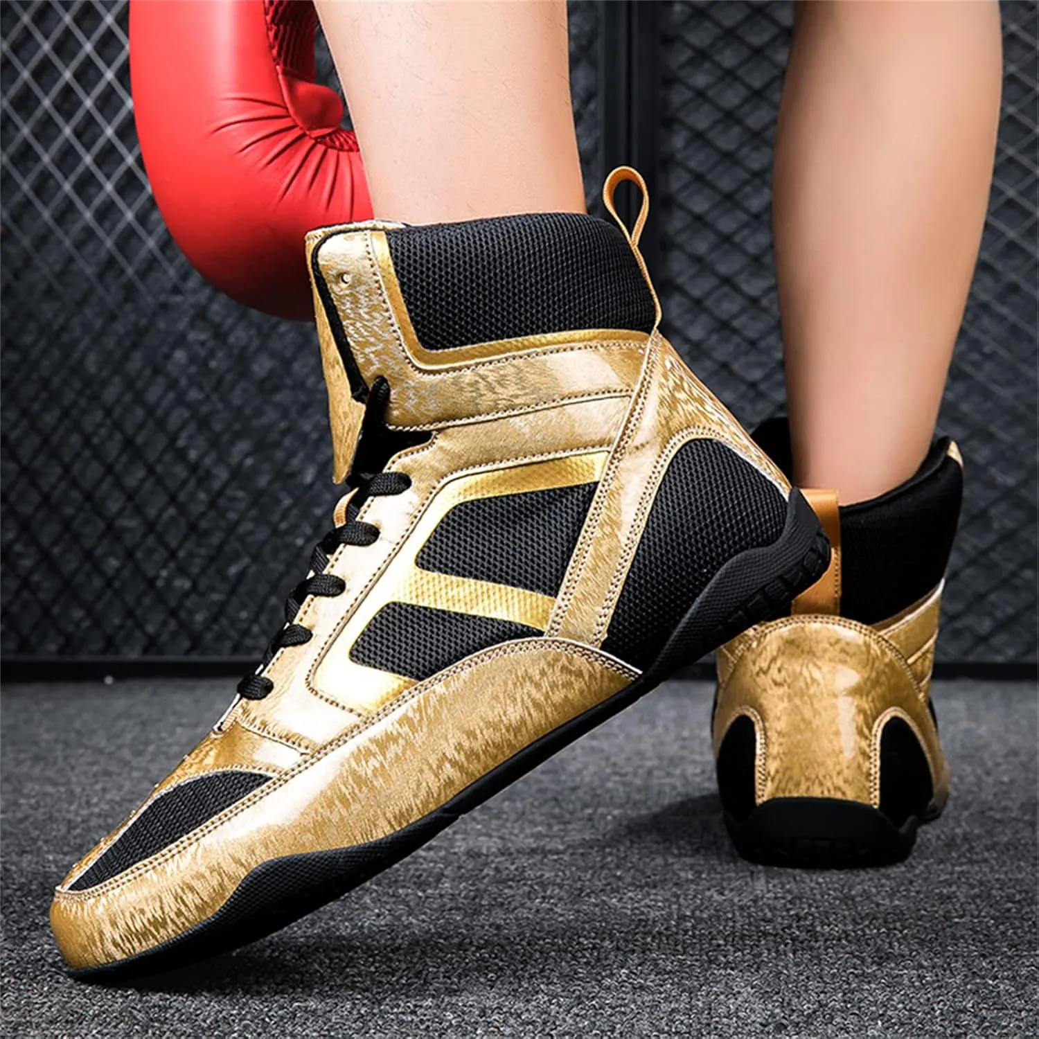 JiuQing Wrestling Shoes Mens Barefoot Fitness Training Boots Non-Slip Breathable Weightlifting Boxing Shoes