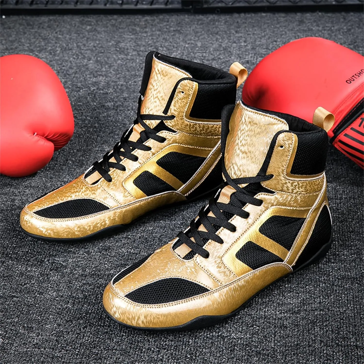 JiuQing Wrestling Shoes Mens Barefoot Fitness Training Boots Non-Slip Breathable Weightlifting Boxing Shoes