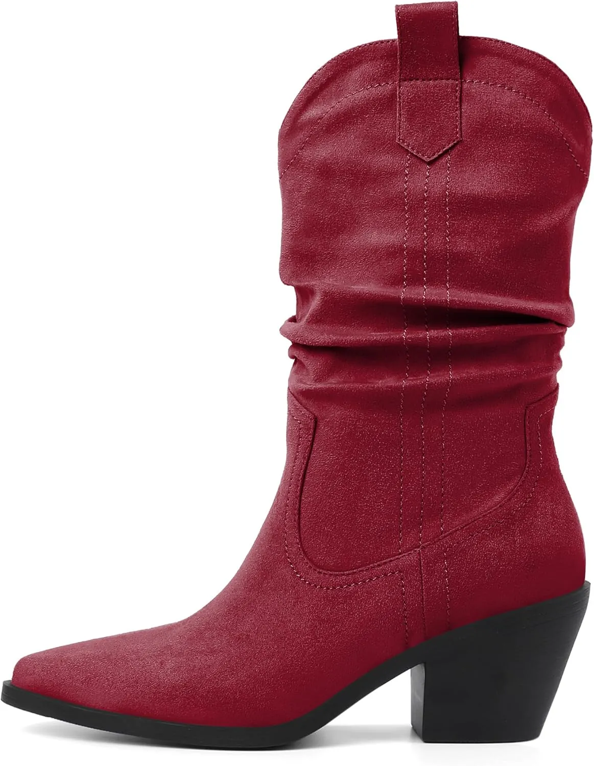 Joseywade Womens Western Boots Cowboy Cowgirl Boots Pointed Toe Mid-Calf Boots Low Stacked Heel Pull On Boots 2.5 Inch US Size 5-15