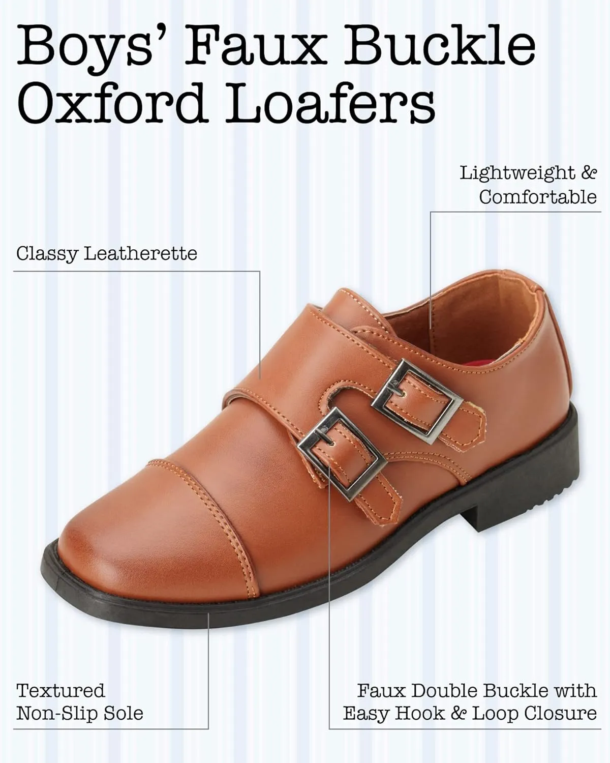 Josmo Boy’s Dress Shoes – Hook and Loop Double Monk Strap Cap Toe Oxford Loafers (Little Kid/Big Kid)
