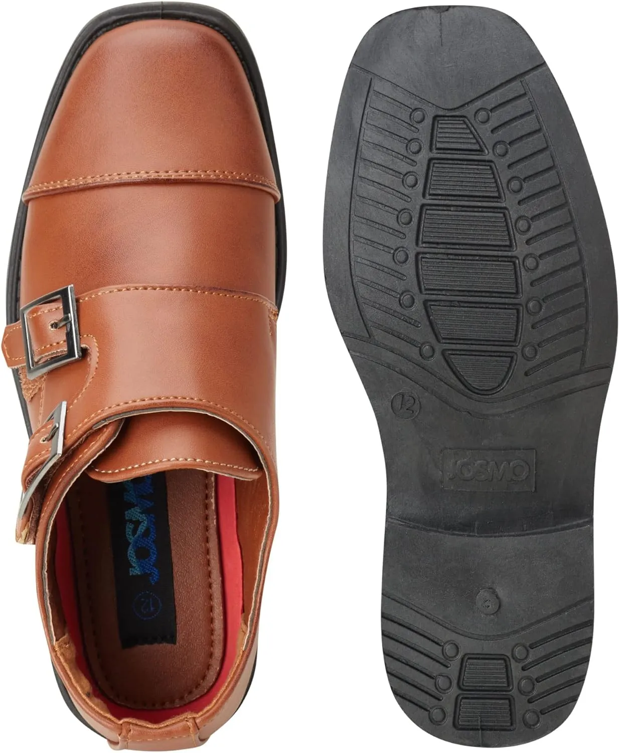 Josmo Boy’s Dress Shoes – Hook and Loop Double Monk Strap Cap Toe Oxford Loafers (Little Kid/Big Kid)